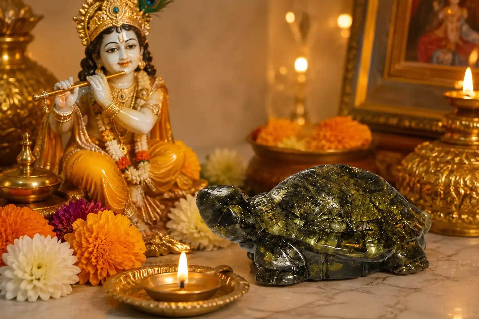 Natural Pyrite Tortoise for Janmashtami wealth remedy